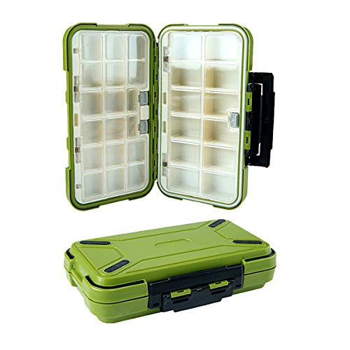 Caja para Aparejos Pesca,RoadLoo Plástico Caja Pesca con Transparente Compartimentos con Divisores Ajustables Fishing Tackle Box para Señuelos de Pesca Nadadores Pequeños Accesorios de Pesca (Verde)