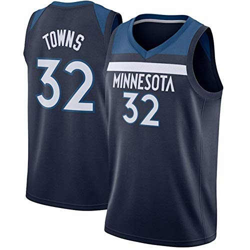 Camiseta de baloncesto Towns 32 # Timberwolves, edición aficionada, unisex, retro, sin mangas, de verano, transpirable, de malla (S-XXL) Negro ~ 1. L