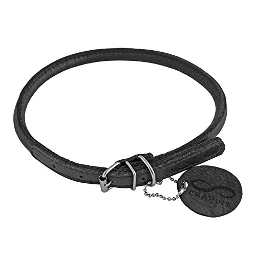 Chapuis Sellerie SLA668 Collar ajustable redondo Soft para perro y gato - Cuero negro - Diámetro 8 mm - Largo 20-25 cm - Talla XS