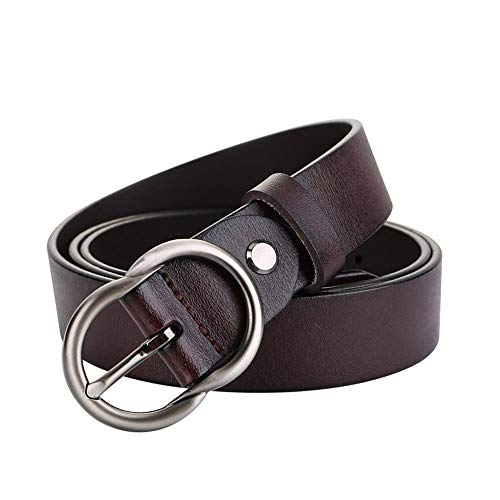 Cinturón de mujer Cinturón ancho de cuero simple hebilla ovalada 80-93cm marrón A