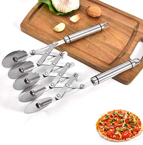 Cortador de Repostería de Acero Inoxidable de 5 Ruedas, Cortador de Pizza Cortador de Masa Ampliable Ajustable Para Familiares de Cocina Cortador de Repostería de Acero Inoxidable de 5 Ruedas, Cortador de Pizza Cortador de Masa Ampliable Ajustable Para Familiares de Cocina