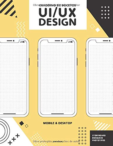 Cuaderno de bocetos UI UX Design: Portátil de prototipos de interfaz profesional con cuadrícula de puntos