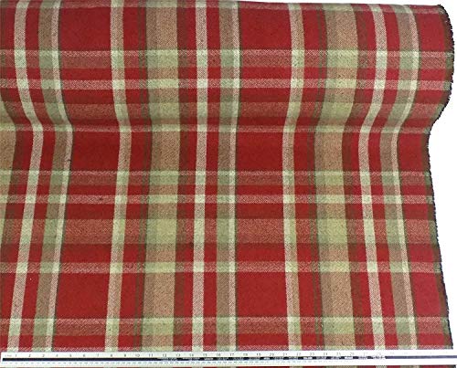 Cuadros Escoceses Lana Look y Tacto Beige Rojo Tapicería Fabric Material Se Vende por Metros Cuadros Escoceses Lana Look y Tacto Beige Rojo Tapicería Fabric Material Se Vende por Metros