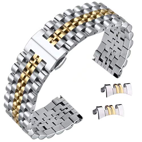 de Acero Inoxidable 18 mm en Dos Tonos Banda de Reloj SS múltiples Finales Pulido en el Estilo de Plata y Bodas de Oro de Acero Inoxidable 18 mm en Dos Tonos Banda de Reloj SS múltiples Finales Pulido en el Estilo de Plata y Bodas de Oro