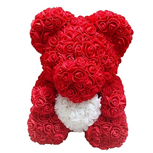 Delisouls Rosa Oso Osito Oso, Hecho a Mano Lindo Moda Precioso Rojo Grande Rosa Juguetes, Adornos Regalos para San Valentín Día 25cm Fiesta Cumpleaños Paisaje - Azul Real (Red)