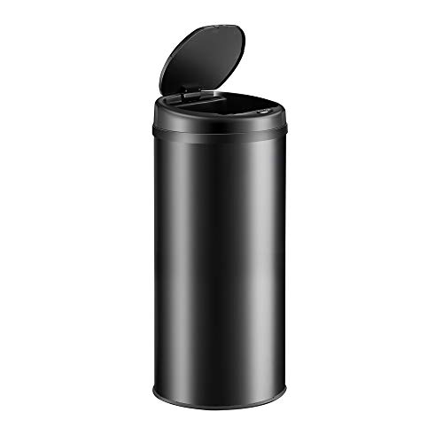 Deuba Cubo de Basura automático con Sensor Capacidad de 30L de Acero Inoxidable Color Negro Pantalla LED Reciclaje Cocina
