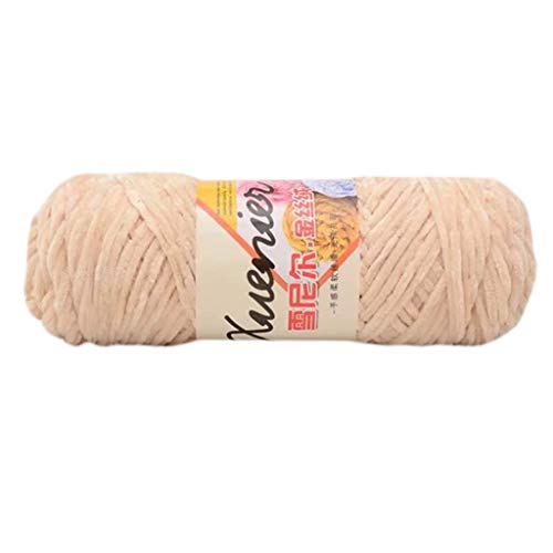 Djvn - Hilo de tejer de lana de poliéster 100 g de chenilla Velvet Yarn Wram color liso, tejida a mano, hilo de gancho, grosor 5 mm, color