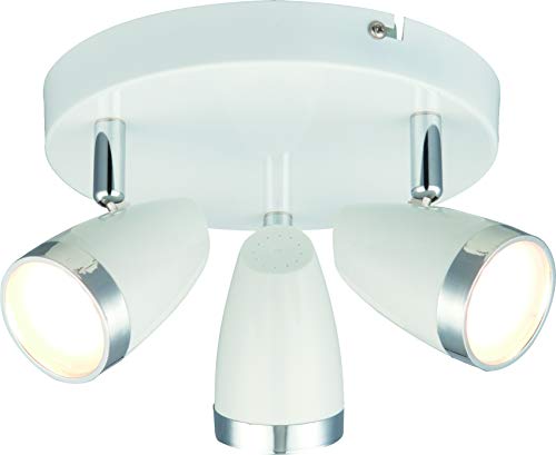 DM Leuchten Lámpara de techo redonda LED lámpara orientable 3 focos, incluye 3 bombillas de 4 W, luz blanca cálida, LED de techo foco foco LED blanco