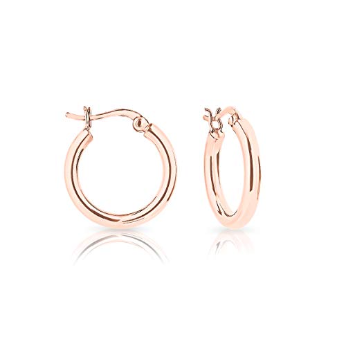 DTP Silver - Pendientes de Aro de mujer - Creoles - Plata 925 Plateada en Oro Rosa - Espesor 3 mm - Diámetro 20 mm