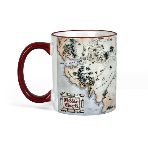El señor de los Anillos - Taza con el Mapa de la Tierra Media - trilogía El Hobbit - 300 ml - cerámica