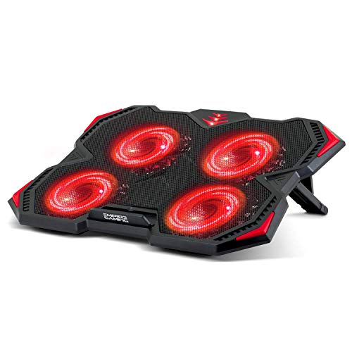 EMPIRE GAMING Storm Cooler – Base de refrigeración PC Gamer 12 a 17’’- 4 ventiladores silenciosos – 3 posiciones ajustables – 2 puertos USB – LED Rojo