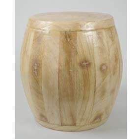 E+N Taburete columna de madera de pino natural, altura x diámetro 30 x 23 cm, material natural
