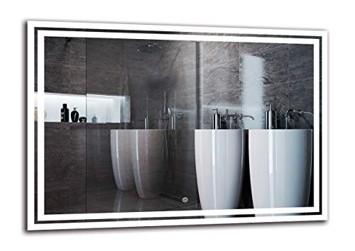 Espejo LED Deluxe - Dimensiones del Espejo 100x70 cm - Interruptor tactil - Espejo de baño con iluminación LED - Espejo de Pared - Espejo con iluminación - ARTTOR M1ZD-52-100x70 - Blanco frío 6500K