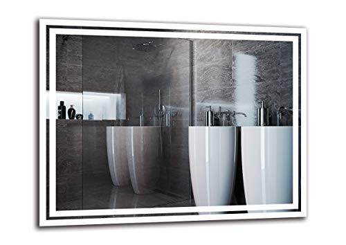 Espejo LED Premium - Dimensiones del Espejo 90x70 cm - Espejo de baño con iluminación LED - Espejo de Pared - Espejo de luz - Espejo con iluminación - ARTTOR M1ZP-52-90x70 - Blanco frío 6500K