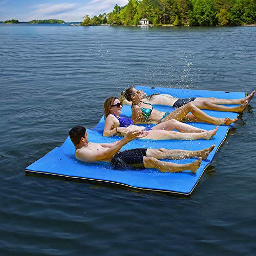 Estera De Almohadilla De Agua Flotante (18 'X 6' X 1.5 '') Hecho En Espuma De XPE Resistente A Los Lágrimas Y Material Duradero para La Playa Beach Ocean Lake Multijugador De Entretenimiento,Azul