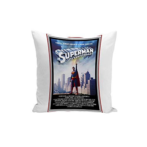Fabulous Funda de Cojín Inglés Antiguo Cartel de Película de Superman 35 Aniversario Cine Retro Vendimia 40x40cm