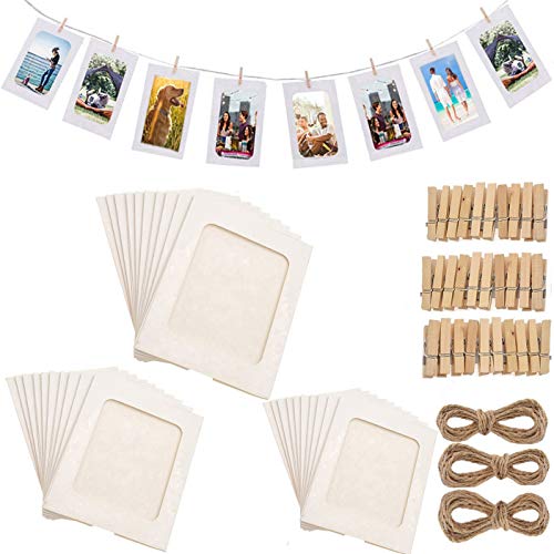 Fashion HW Marco de Fotos de Papel de 10 x 15 cm, Marco de Fotos de Papel con Clips de Madera y Cuerda para Colgar de cartón, Juego de Marcos de Fotos de 10 x 15 cm Fashion HW Marco de Fotos de Papel de 10 x 15 cm, Marco de Fotos de Papel con Clips de Madera y Cuerda para Colgar de cartón, Juego de Marcos de Fotos de 10 x 15 cm