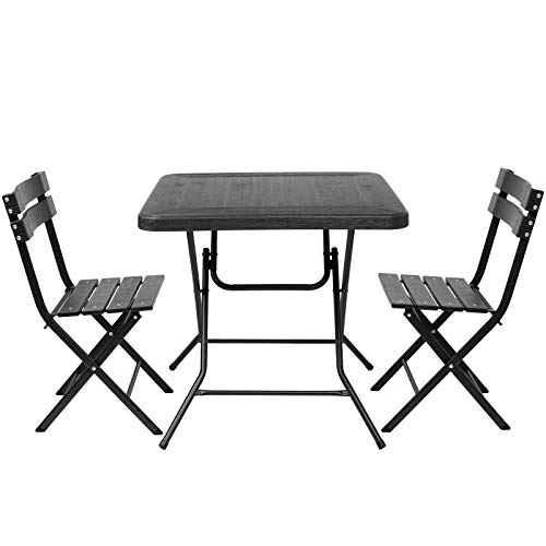 femor Juego de muebles de jardín de 3 piezas, juego de asientos con patas de marco de acero, muebles de balcón plegables, de plástico HDPE, para 2-4 personas