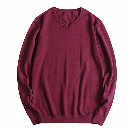 Fit 45-150 Kg Body Sweater Men Classic New V Neck Standard Wool Pullovers Asian Size M02 R Asian Size XXXL