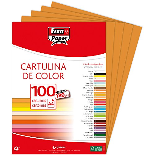 Fixo Paper 11110442 – Paquete de cartulinas A4 – 100 unidades color marrón avellana, 180g
