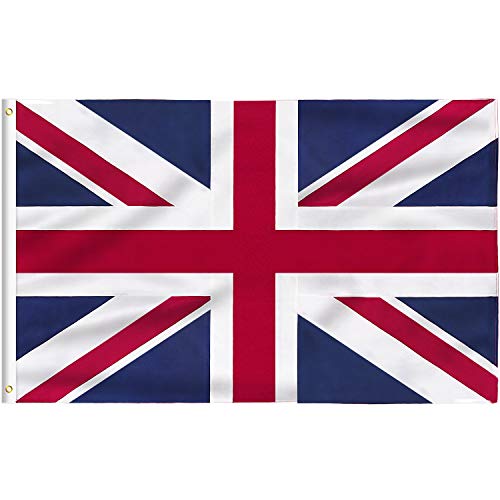 FLAGBURG Bandera del Reino Unido 240x150 cm de Tela Fuerte, Grande Bretaña Durable Banderas Inglesa -Británica para Exterior Unión Jack，Color Vivo，Resistente a la Decoloración UV, Doble Costura