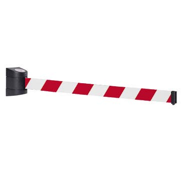 Flexibarrier Barrera magnética retráctil para cinturón de 10 m con carcasa de plástico ABS, función de bloqueo, barrera de seguridad para el control de la cantidad humana (rojo/blanco)