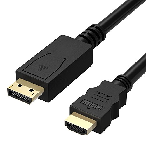 Fosmon DP a HDMI Cable, (1,8M) DisplayPort al Adaptador del Cable del convertidor de HDMI - varón a varón, Plateado Oro, HD Lleno 1080p para HDTV, Monitor, PC, Cuaderno, Ordenador portát