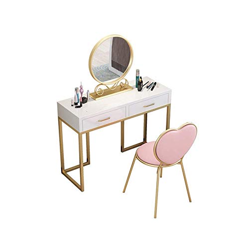 FTFTO Decoration Accessories Dressing Table Dressing Table Wrought Iron Dressing Table Simple Bedroom Multi Functional Makeup Table and Chair Vanity Desk Set (Color : 1 Size : 80x40cm)
