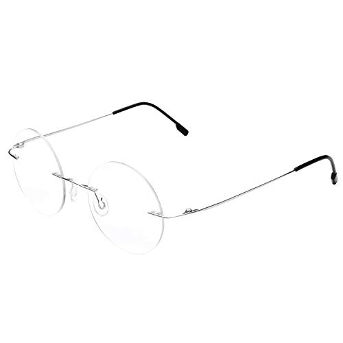 Gafas de lectura redondas sin montura Gafas de lectura ligeras de titanio Hombres Mujeres +0.50 Aumento