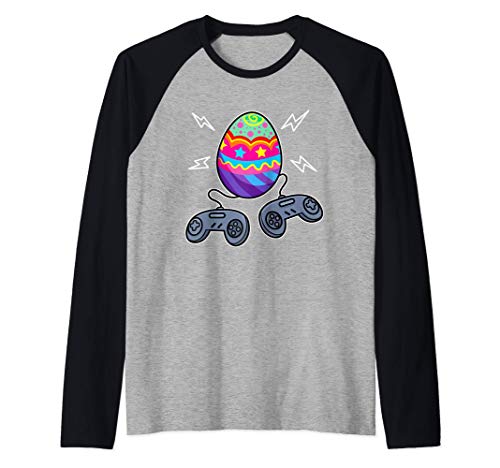 Gamer Pascua Huevo Video Juego Amante Cesta Regalos Niños Camiseta Manga Raglan Gamer Pascua Huevo Video Juego Amante Cesta Regalos Niños Camiseta Manga Raglan