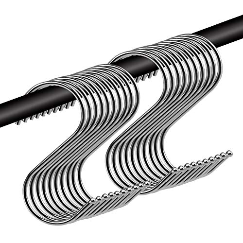 Ganchos en forma de S Ganchos de acero inoxidable Ganchos para colgar, paquete de 20, para utensilios de cocina, baño, armario, taller, garaje, oficina, jardín Ganchos en forma de S Ganchos de acero inoxidable Ganchos para colgar, paquete de 20, para utensilios de cocina, baño, armario, taller, garaje, oficina, jardín