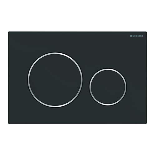 Geberit 115882141 Sigma 20 - Pulsador para 2 cantidades de cisterna (placa y botones, cromado a rayas), color negro mate