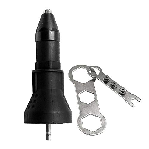 GekLok - Kit de herramientas de remachado eléctrico para remaches, adaptador de inserción, tuerca de mano, negro