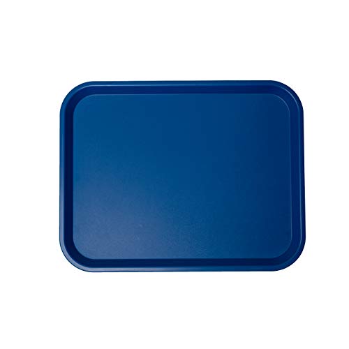 Genusdi - Bandeja de plástico rectangular para servir pizzería, antiarañazos, antimanchas, apilable, para uso alimentario, 345 x 270 mm, azul