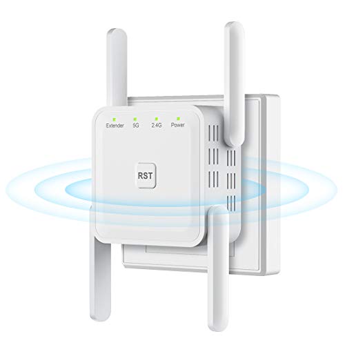 Getue Repetidor WiFi 1200Mbps Amplificador Señal WiFi Banda Dual 2.4GHz y 5GHz Amplificador WiFi con Ap/Repeater/Router Modos, 4 Antenas,Compatible con Enrutador Inalámbrico