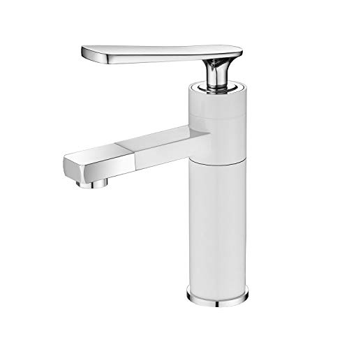 Grifo de rotación de 360 grados Grifo para lavabo de color moderno con mango único, blanco, LK05519W