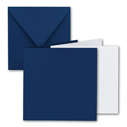 Gustav Neuser - Juego de tarjetas plegables cuadradas (15 x 15 cm, con sobres y hojas interiores), color azul oscuro
