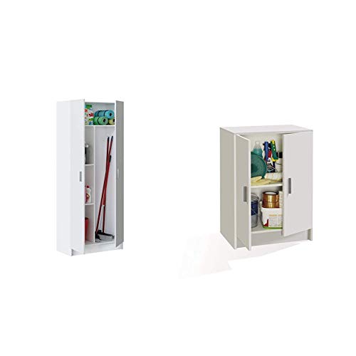 Habitdesign 007142O - Armario Multiusos escobero de 2 Puertas, Color Blanco Mate + Kawai A4 - Mueble Armario Multiusos bajo 2 Puertas, Color Blanco Habitdesign 007142O - Armario Multiusos escobero de 2 Puertas, Color Blanco Mate + Kawai A4 - Mueble Armario Multiusos bajo 2 Puertas, Color Blanco