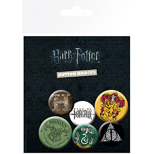 Harry Potter Official - Pines tipo botón (Paquete de 6) (Talla Única/Multicolor)