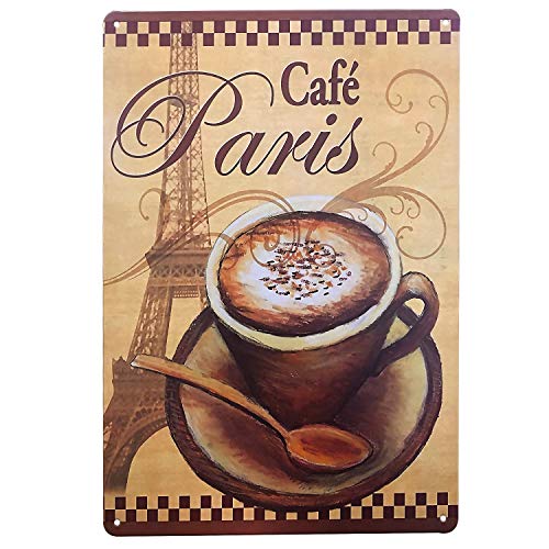 Hioni Café Paris - Cartel de metal con placa metálica con texto "Slogan Art Decor Vintage Pr Bar Cafe Pub"