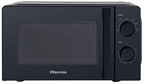 Hisense H20MOBS1H-Microondas, Capacidad de 20l, 700 W de Potencia, 6 Niveles, Temporizador 30 Min, Modo Descongelar,Tirador, Acabado Negro, Estandar