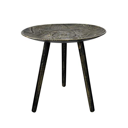 Hogar y Mas Mesa Auxiliar para Salón Redonda, Madera de Color Blanca, Marrón y Negra. 3 Modelos. Estilo Étnico, FÁCIL Montaje - Negro Hogar y Mas Mesa Auxiliar para Salón Redonda, Madera de Color Blanca, Marrón y Negra. 3 Modelos. Estilo Étnico, FÁCIL Montaje - Negro