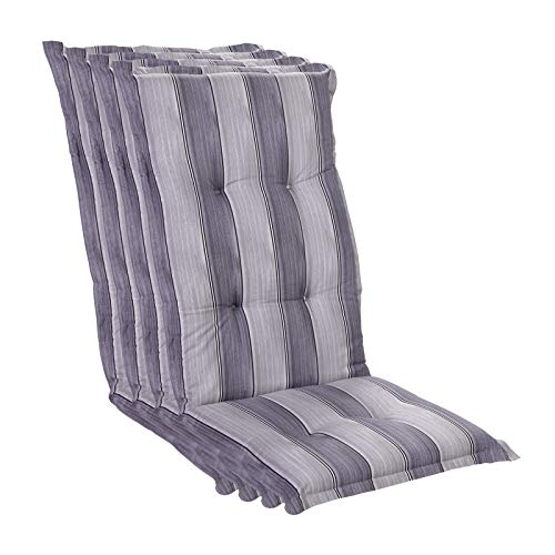 Homeoutfit24 Prato cojín para Silla de jardín, cojín de Asiento Acolchado para Muebles de jardín con Respaldo Alto, 120 x 50 x 7 cm, 4 Piezas, Gris