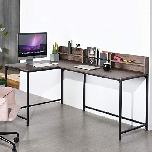 HOMYCASA Escritorio en forma de L para esquina de computadora, mesa de juego, estilo industrial, para oficina en casa, 165 x 110 x 75 cm HOMYCASA Escritorio en forma de L para esquina de computadora, mesa de juego, estilo industrial, para oficina en casa, 165 x 110 x 75 cm