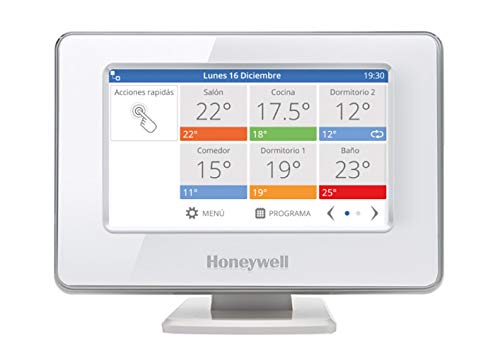 Honeywell Home THR99C3100 Termostato Inteligente evohome WiFi, Ahorra energía y Dinero, con aplicación móvil, Compatible con Google Home e IFTTT, Blanco (1 Unidad)