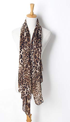 HongTeng-Bufanda Bufanda Seda de Gasa con Estampado de Leopardo Suave para Mujer Dimensiones: 160x70cm
