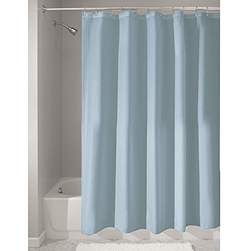 iDesign Cortinas de baño de tela, cortina impermeable de poliéster con tamaño de 180,0 cm x 200,0 cm, cortina de ducha lavable con borde reforzado, gris azulado