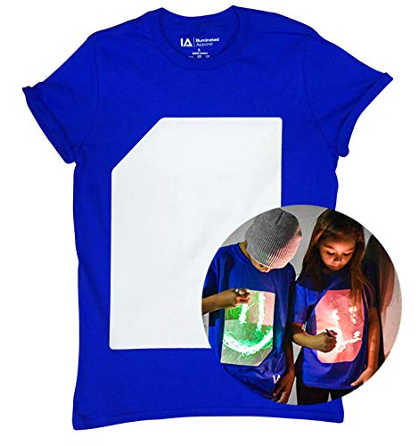 Illuminated Apparel Camiseta con diseño Interactivo con luz Que Brilla en la Oscuridad (Azul/Verde, 9-11 Años)