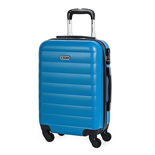 ITACA - Maleta Cabina de Viaje rígida 4 Ruedas Trolley 55 cm abs. Equipaje de Mano. pequeña cómoda Ligera y Bonita. Low Cost ryanair Precio. 71250, Color Azul Cian