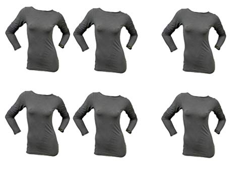 JADEA Camiseta de cachemira de manga larga, cuello en barco, bajo chaqueta de mujer, disponible también de manga larga y media manga cuello alto (2 unidades negro-4064, 42-44 m)